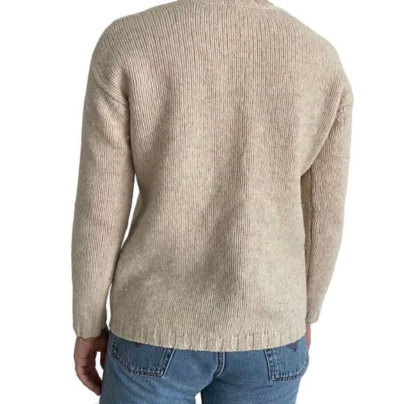 Vintage J. Crew Womens Cream 100% Wool Preppy Crewneck Sweater Sz S - Picture 6 of 8